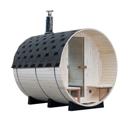 Fasssauna MALMÖ Premium XXL mit Holzofen