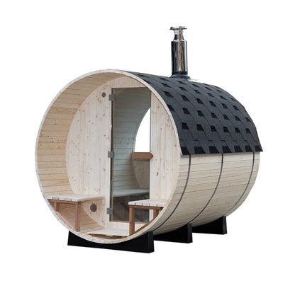 Fasssauna MALMÖ Premium XXL mit Holzofen